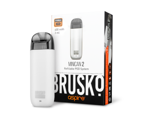 Купить Перезаправляемая Под-Система Бруско Миникан 2 (Brusko Minican 2) 400 mah, Белый по оптовой цене