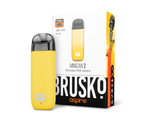 Купить Перезаправляемая Под-Система Бруско Миникан 2 (Brusko Minican 2) 400 mah, Желтый по оптовой цене